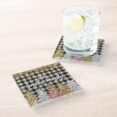 クリスマスプレド及びグリッターの姓 ガラスコースター (アングル)