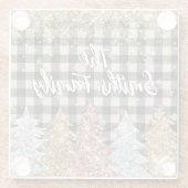 クリスマスプレド及びグリッターの姓 ガラスコースター (裏面)