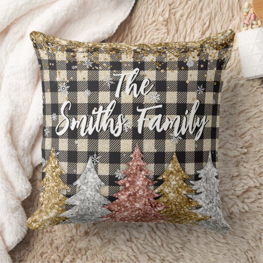 クリスマスプレド及びグリッターの姓 クッション (ブランケット)