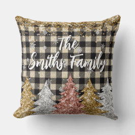クリスマスプレド及びグリッターの姓 クッション