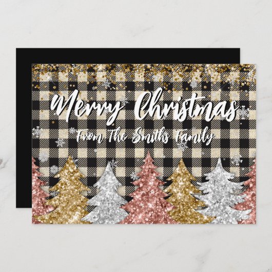 クリスマスプレド及びグリッターの姓 シーズンカード (正面/裏面)