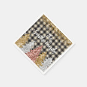 クリスマスプレド及びグリッターの姓 スタンダードカクテルナプキン (角)