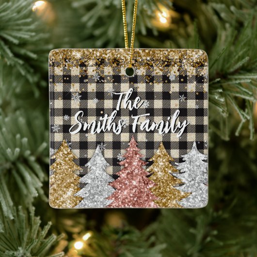 クリスマスプレド及びグリッターの姓 セラミックオーナメント (ツリー)