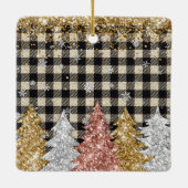 クリスマスプレド及びグリッターの姓 セラミックオーナメント (裏面)