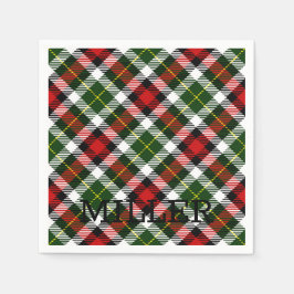 クリスマスプレド名レッドグリーンブラッククラシック スタンダードカクテルナプキン