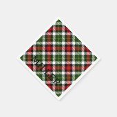 クリスマスプレド名レッドグリーンブラッククラシック スタンダードカクテルナプキン (角)