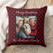 クリスマスプレド家族パーソナライズされたのモダン写真 クッション (ブランケット)
