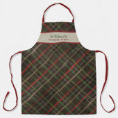 クリスマスプレド赤い緑の家族の名前パーソナライズされた エプロン (正面)