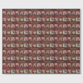 クリスマスプレド金ゴールドカスタムファミリー6フォトコラージュ ラッピングペーパー (フラット)