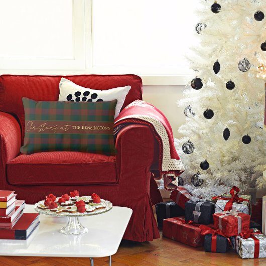 クリスマスプレド/タータンチェック赤と緑の装飾用クッション ランバークッション