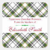 クリスマスプレド、レッドグリーンホワイトクッキーとお菓子 スクエアシール (正面)