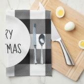 クリスマスプレートオンバッファロープレイド キッチンタオル (四つ折り)