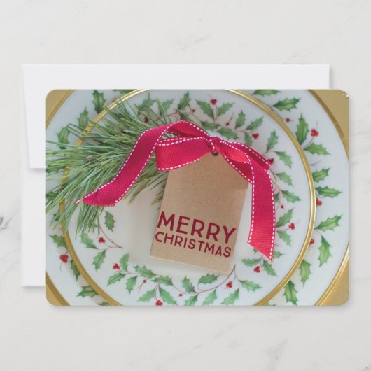 クリスマスプレートディナーパーティの招待状 招待状 (正面)