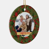 クリスマスプレ伝統的イドタータンチェックリース写真 セラミックオーナメント (右)