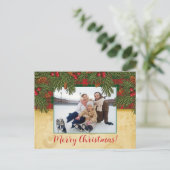 クリスマスプレ伝統的イドタータンチェックリース写真 ポストカード (スタンド正面)