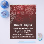 クリスマスプログラムレッドスノーフレークスフライヤー チラシ (シングル)