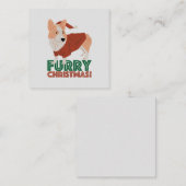 クリスマスプンと可愛いコーギ:毛皮のクリスマス ノートカード (正面/裏面)