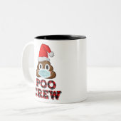 クリスマスプークルーシャツ顔マスクウンチ絵文字レッド ツートーンマグカップ (正面左)