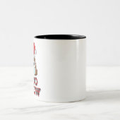 クリスマスプークルーシャツ顔マスクウンチ絵文字レッド ツートーンマグカップ (中央)