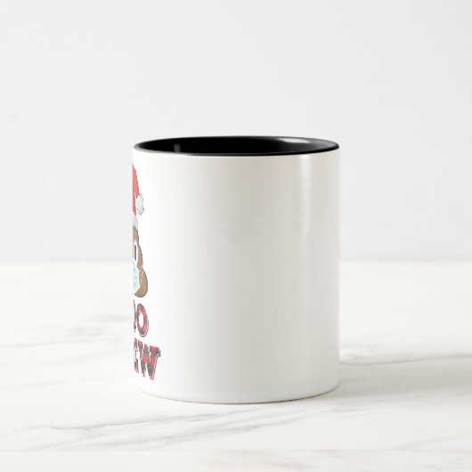 クリスマスプークルーシャツ顔マスクウンチ絵文字レッド ツートーンマグカップ (中央)