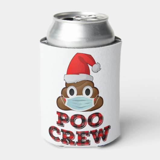 クリスマスプークルーシャツ顔マスクウンチ絵文字レッド 缶クーラー (缶正面)