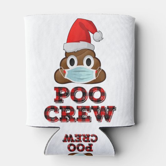 クリスマスプークルーシャツ顔マスクウンチ絵文字レッド 缶クーラー (裏面)