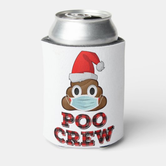 クリスマスプークルーシャツ顔マスクウンチ絵文字レッド 缶クーラー (缶裏面)