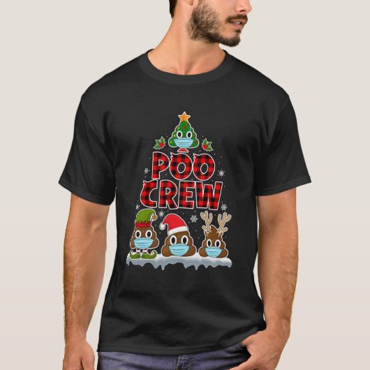 クリスマスプークルーシャツ顔マスクウンチ絵文字レッド Tシャツ (正面)