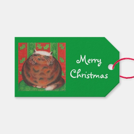 クリスマスプードメリークリスマスギフトラベルグリーン ギフトタグ (正面(横))