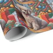 クリスマスプードルとクリスマスツリー，ギフト ラッピングペーパー (ロールコーナー)