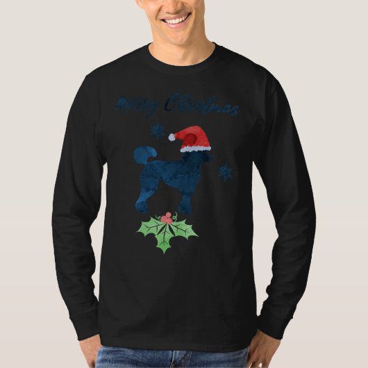 クリスマスプードルドッグアート Tシャツ (正面)