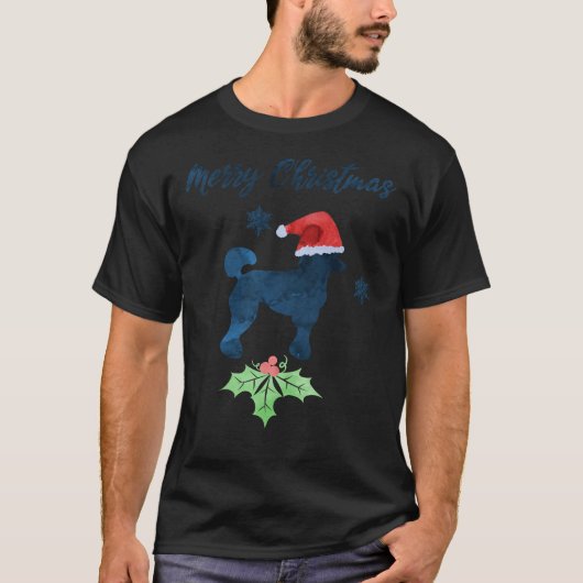 クリスマスプードルドッグアート Tシャツ (正面)