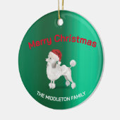 クリスマスプードルドッググリーンメリーグリーティング セラミックオーナメント (左)
