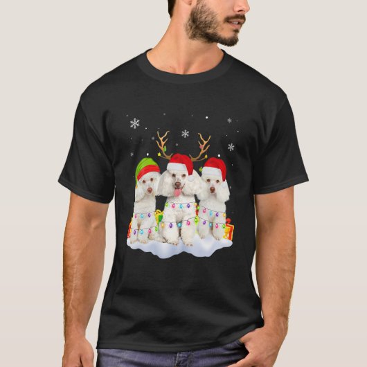 クリスマスプードルパジャマプードルクリスマスドッグプードル Tシャツ (正面)