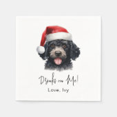 クリスマスプードルパーソナライズされたドドリンク スタンダードカクテルナプキン (正面)