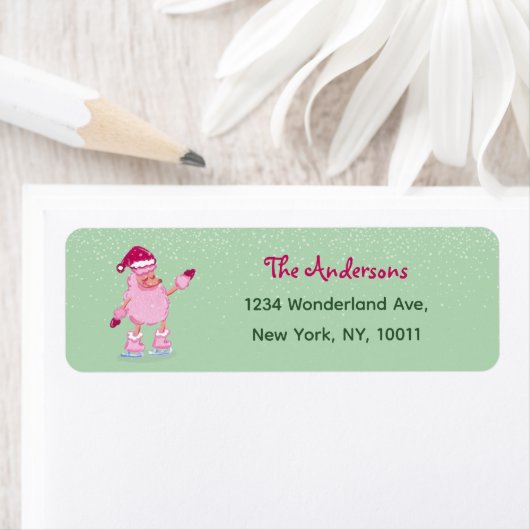 クリスマスプードルピスタキオグリーン差出人住所 ラベル (インサイチュ)