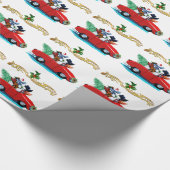 クリスマスプードルヴィンテージカー ラッピングペーパー (角)