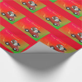 クリスマスプードルヴィンテージカー ラッピングペーパー (角)