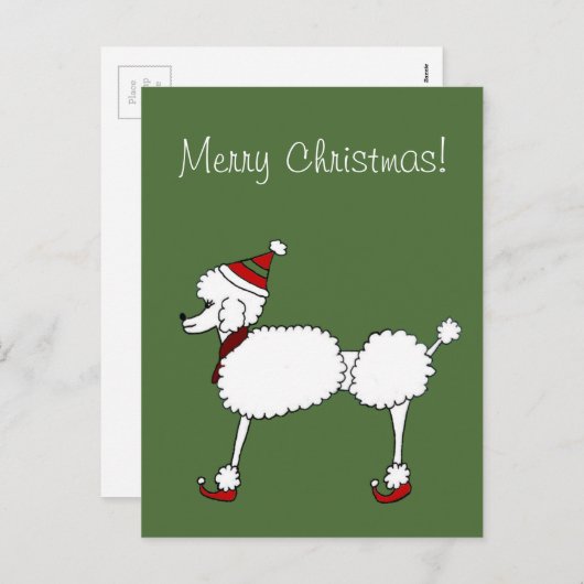 クリスマスプードル犬のはがき シーズンポストカード (正面/裏面)