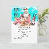 クリスマスプールパーティーとサンタクロース飲み物 招待状 (スタンド正面)