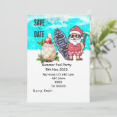 クリスマスプールパーティーとサンタクロース飲み物 招待状 (スタンド正面)
