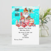 クリスマスプールパーティーとサンタクロース飲み物 招待状 (スタンド正面)