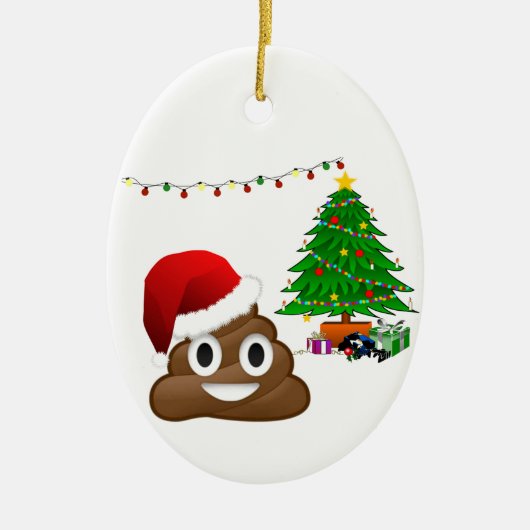 クリスマスプー絵文字 セラミックオーナメント (正面)