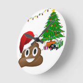 クリスマスプー絵文字 ラウンド壁時計 (傾斜)