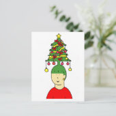 クリスマスヘアスタイル漫画のユーモア シーズンポストカード (スタンド正面)