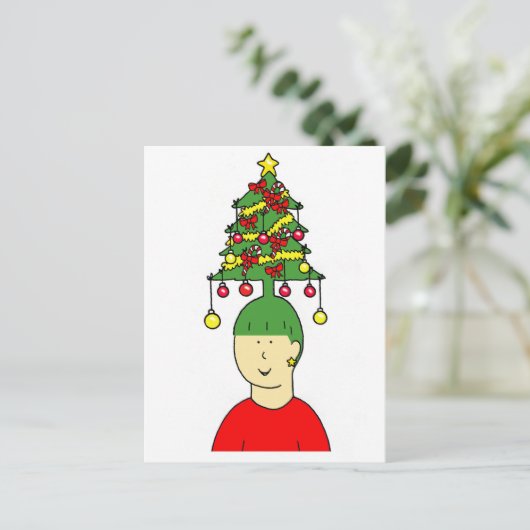 クリスマスヘアスタイル漫画のユーモア シーズンポストカード (スタンド正面)