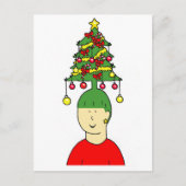 クリスマスヘアスタイル漫画のユーモア シーズンポストカード (正面)