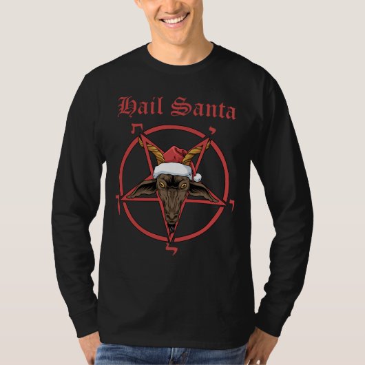 クリスマスヘイルサンタタニスヤギSatan Baphomet Tシャツ (正面)