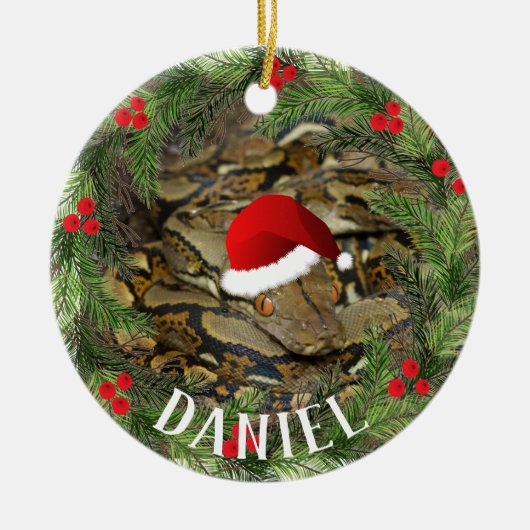 クリスマスヘビ セラミックオーナメント (正面)