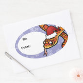 クリスマスヘビ 楕円形シール (封筒)